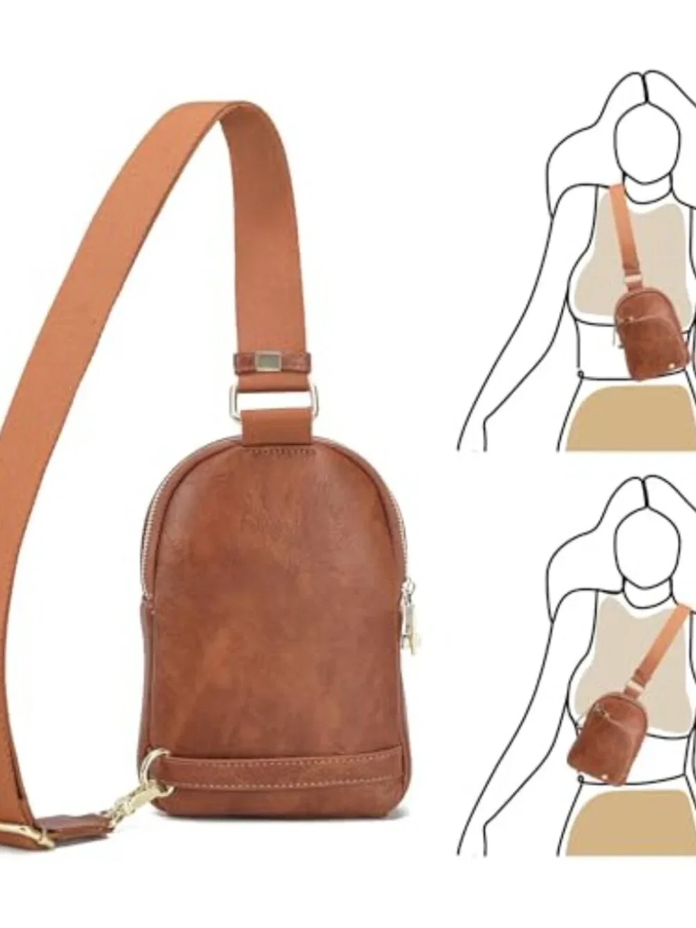 Anti Theft RFID Sling Bag Crossbody with 8 Card Slots Vegan Leather